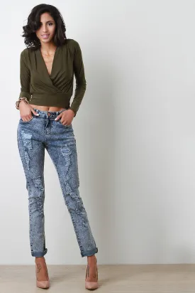 Distressed Acid Wash Denim Jeans