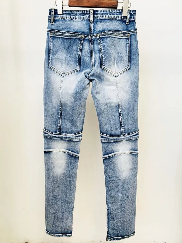 Elastic Denim Classic Motorcycle Jeans