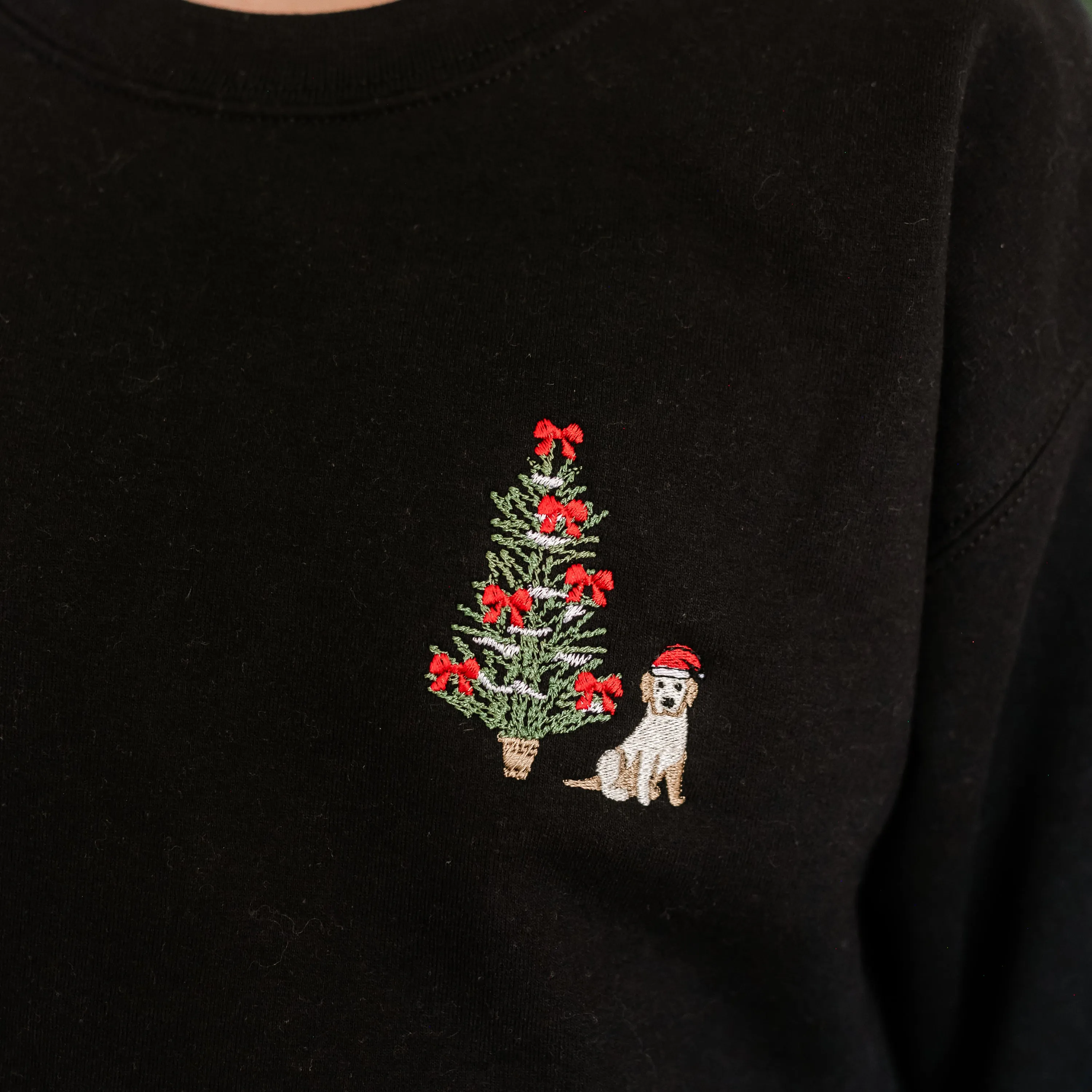 Embroidered Santa Pup (pocket) - Child Sweater