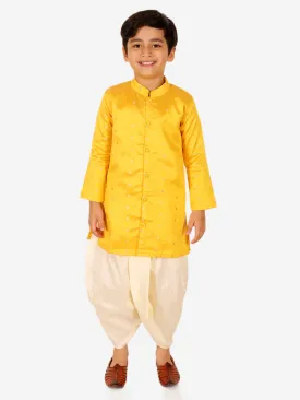 Ethnic Wear Infant Front Open Dhoti kurta Sibling Set for Baby Boys -Yellow