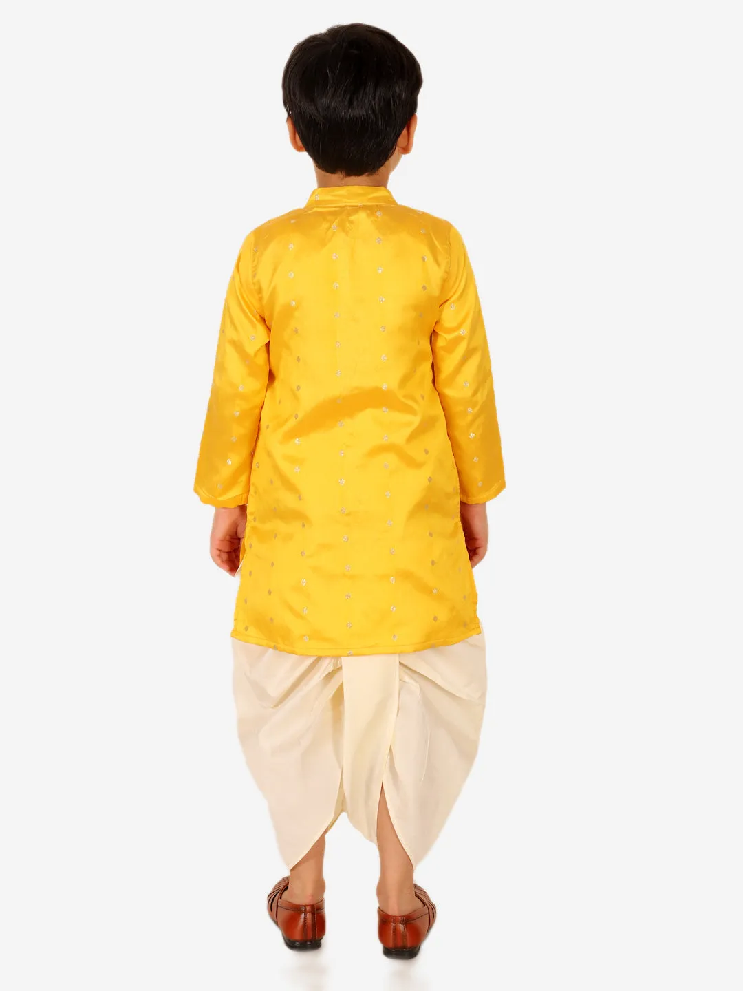 Ethnic Wear Infant Front Open Dhoti kurta Sibling Set for Baby Boys -Yellow