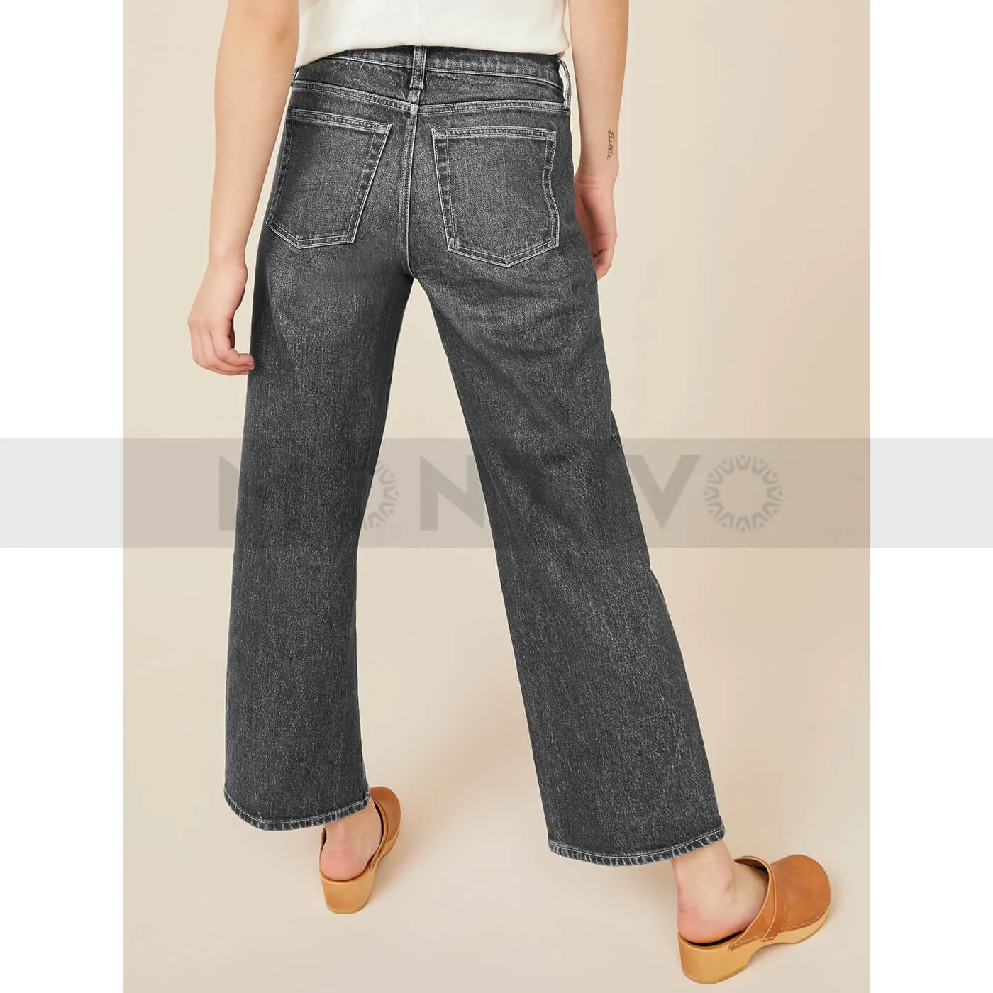 FA Wide Cropped Charcoal Jeans