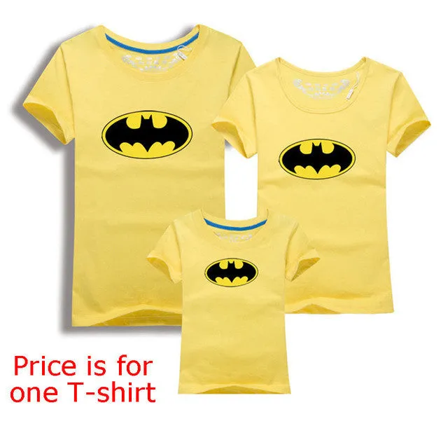 Family Look Batman T Shirts Summer Family Matching Clothes Father Mother Kids Cartoon Outfits New Cotton Tees Free Drop Shipping