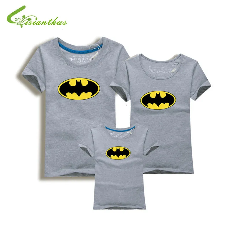 Family Look Batman T Shirts Summer Family Matching Clothes Father Mother Kids Cartoon Outfits New Cotton Tees Free Drop Shipping