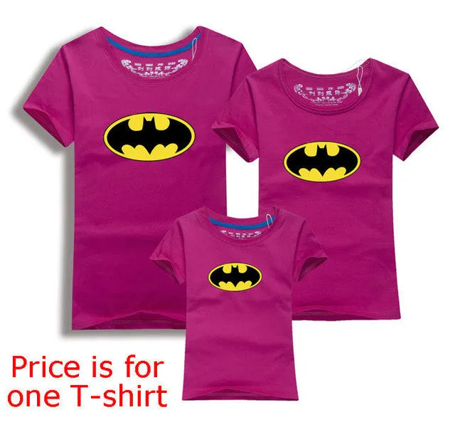 Family Look Batman T Shirts Summer Family Matching Clothes Father Mother Kids Cartoon Outfits New Cotton Tees Free Drop Shipping