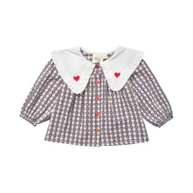 Floess Girls' Indigo Heart Blouse