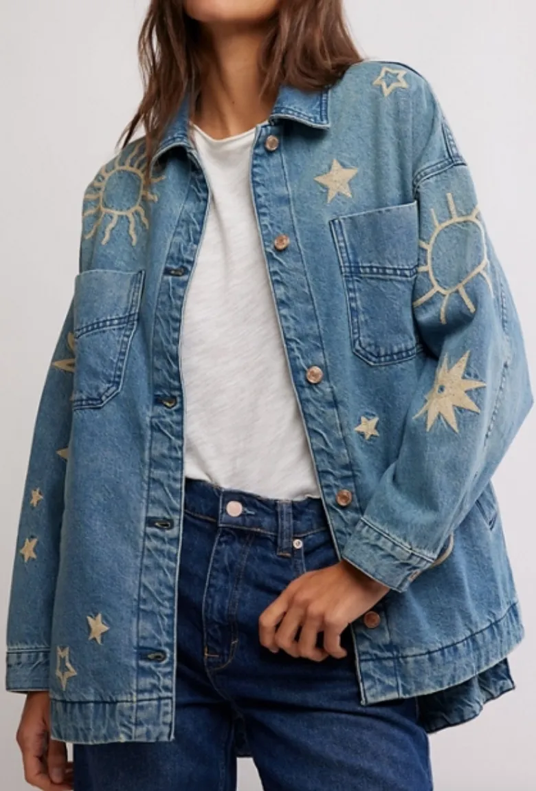 Free People Madison City Embroidered Jacket