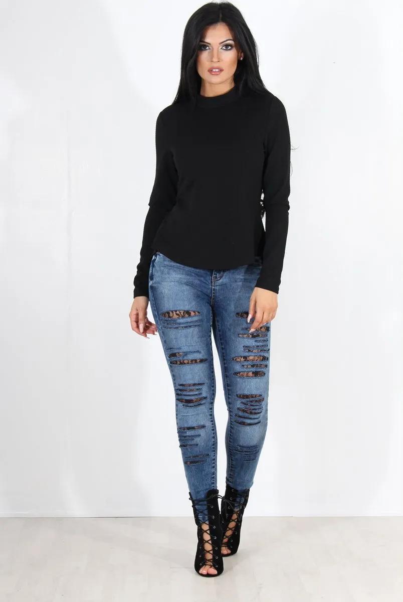 Gabby Blue Ripped Knee Skinny Jeans