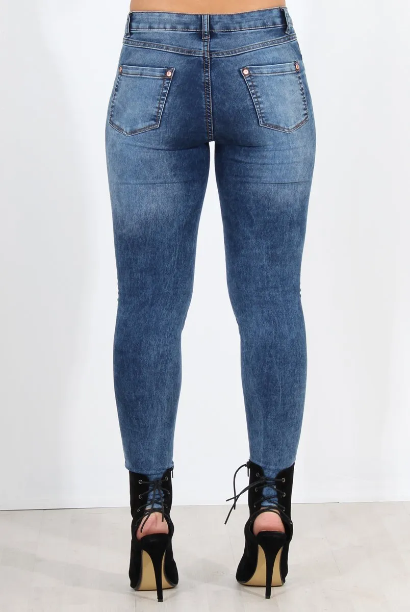 Gabby Blue Ripped Knee Skinny Jeans