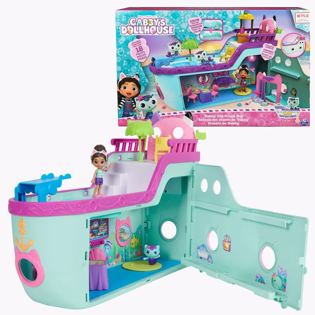 Gabby's Dollhouse , Gabby Cat Friend Ship, Cruise Ship Toy With 2 Toy Figures, Surprise Toys & Dollhouse Accessories, Ki