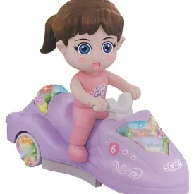 Girl Riding Musical Swing Toy with Inertia Function Wheel and Pull Back Feature