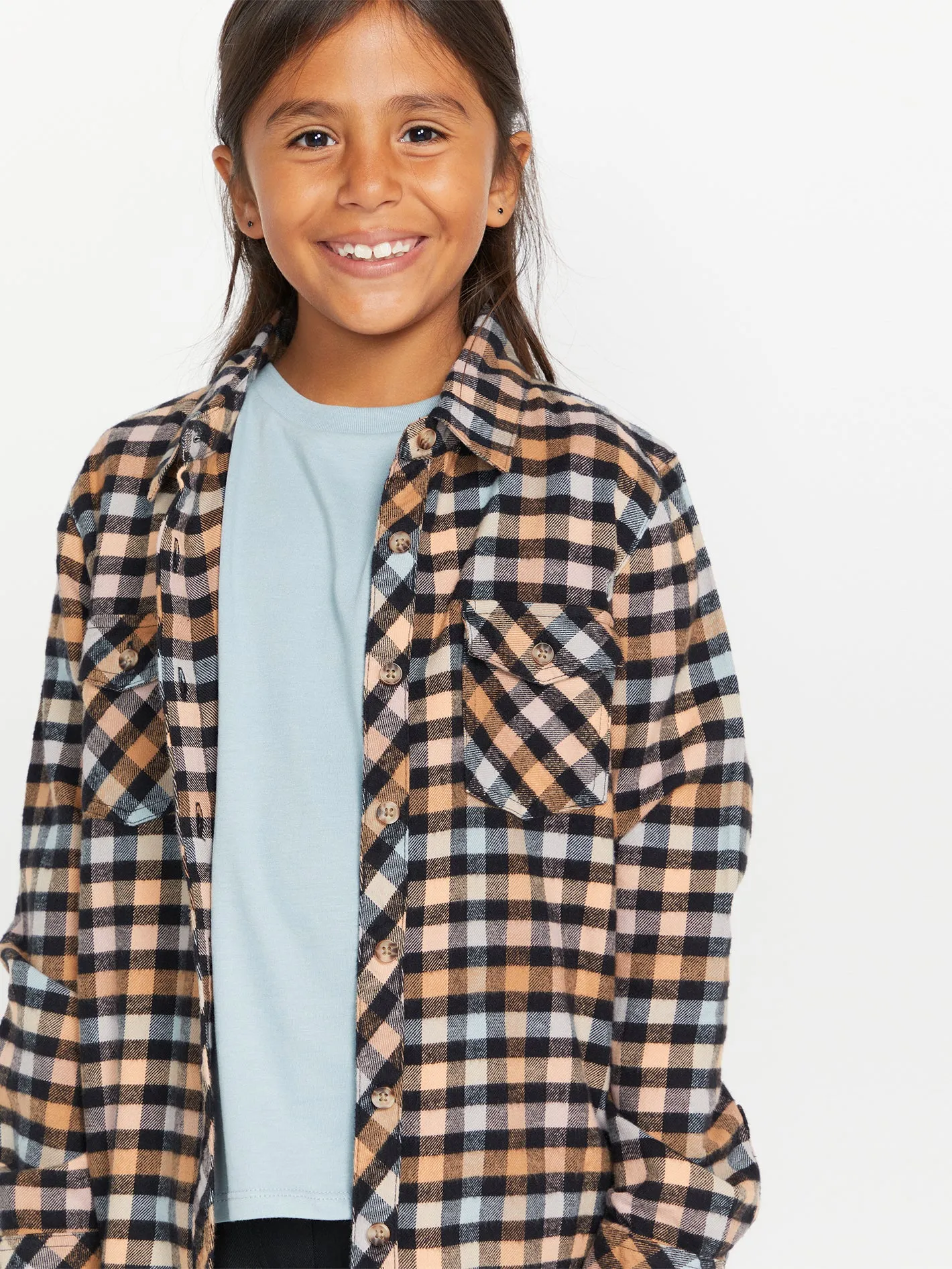 Girls Getting Rad Plaid Long Sleeve Shirt - Winter Orchid