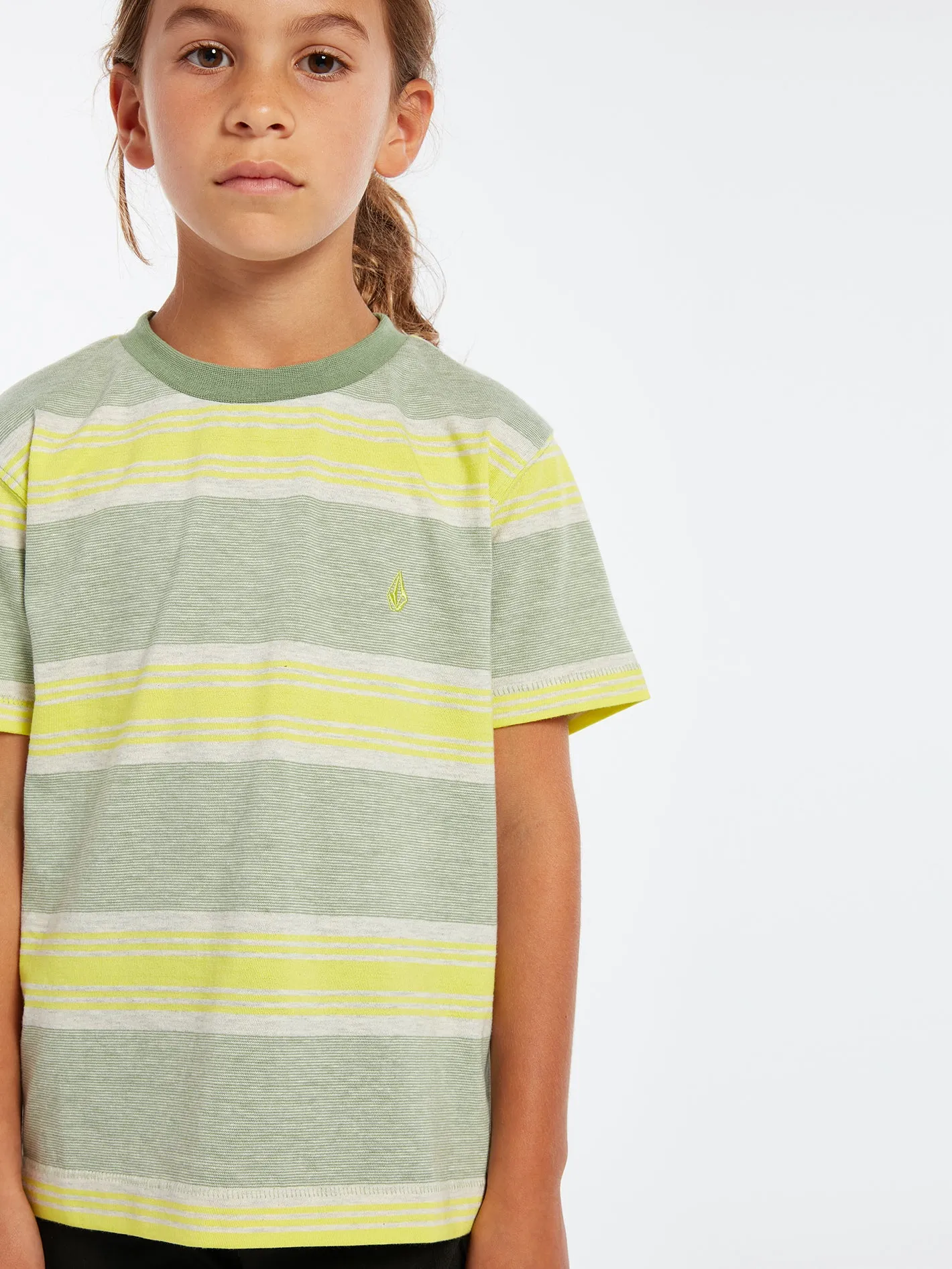 Girls Hypen On Strypes Short Sleeve Top - Lime