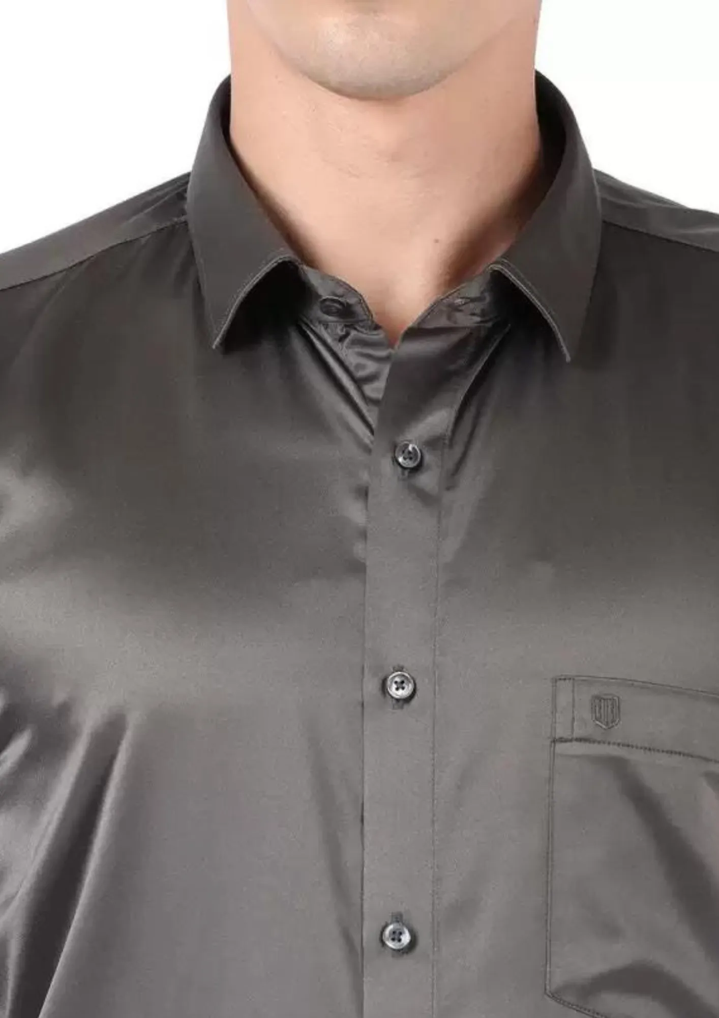 Heavenly Grey Color Full Sleeve Silk Shirt For Men