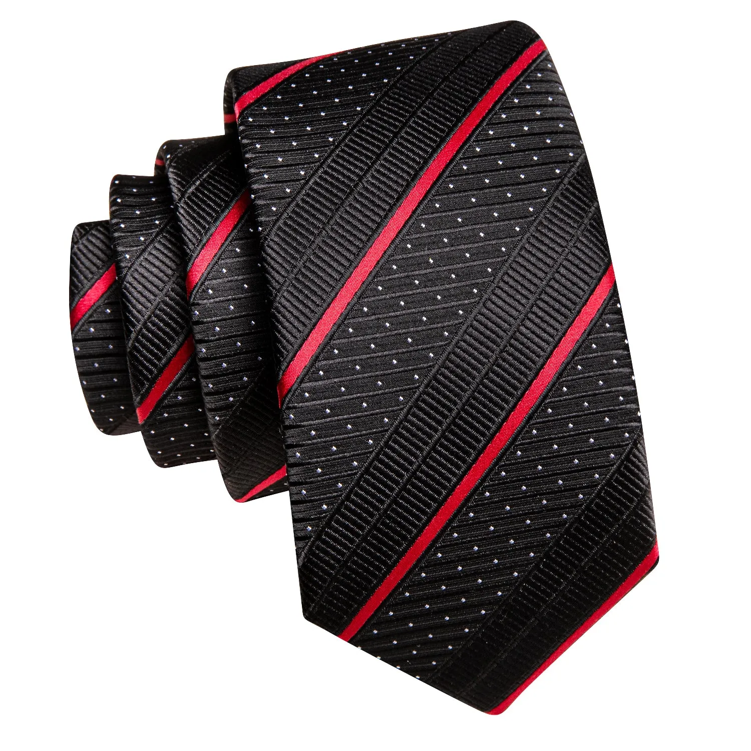 Hi-Tie Black Red Striped Children's Kids Boys Tie Pocket Square 6cm