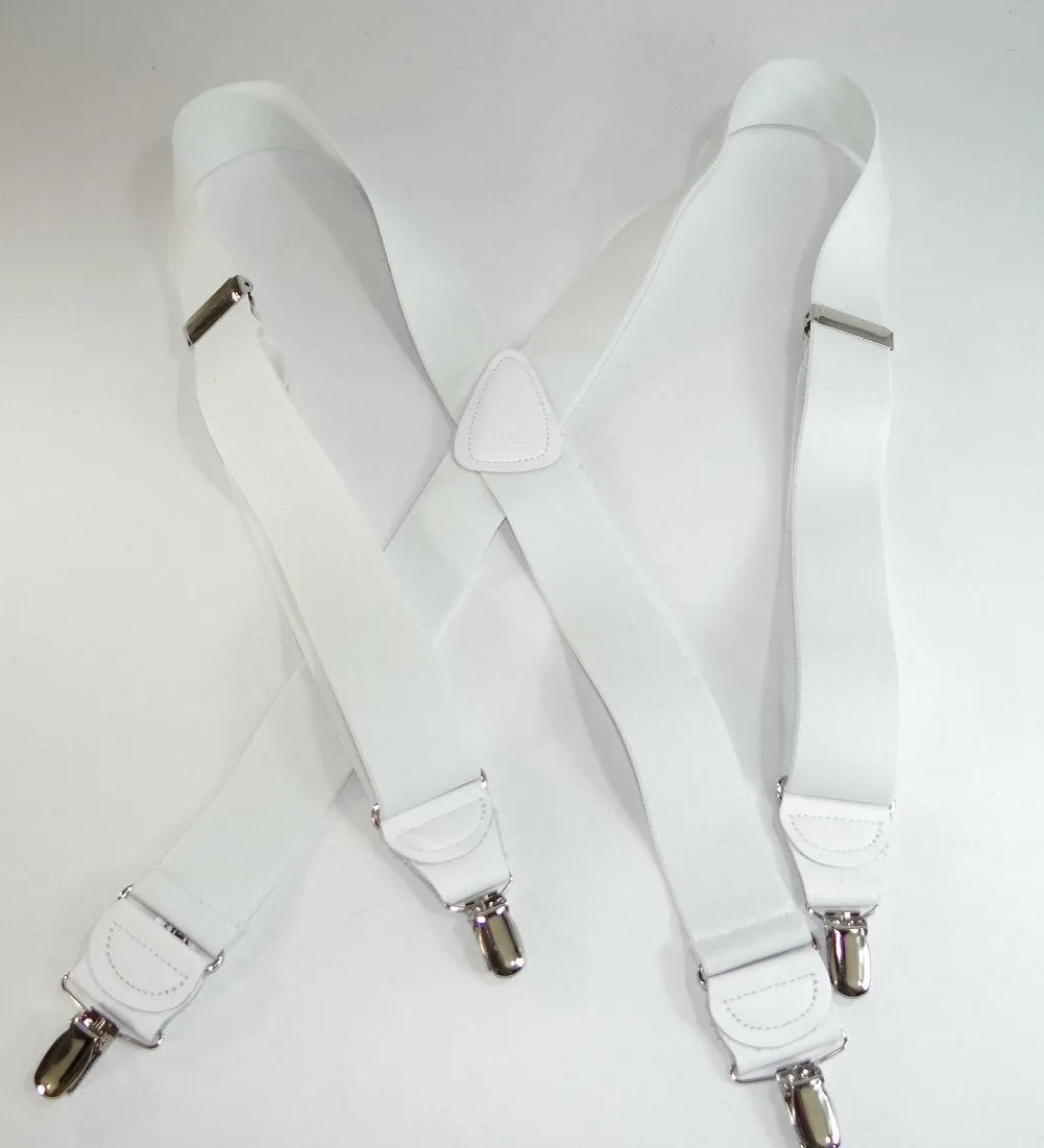 Hold-Ups All White, 1 1/2" wide Casual Series in X-back with USA Patented No-slip Nickel chrome clips