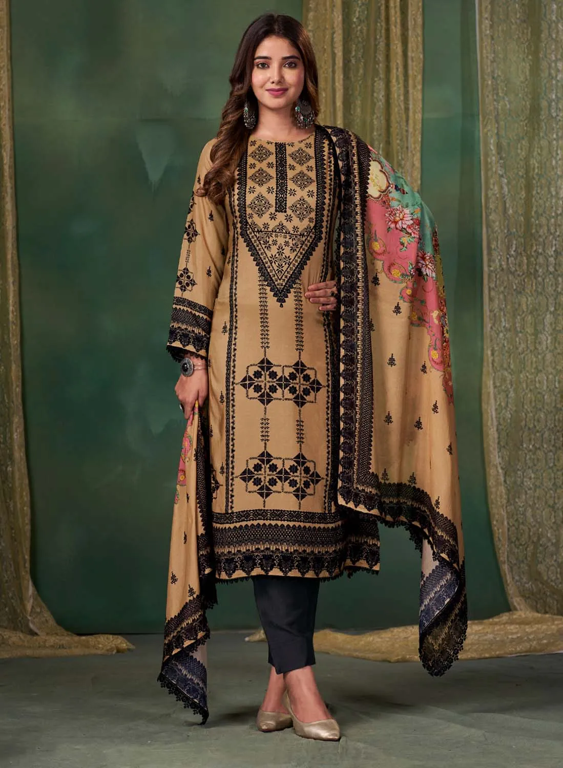 Ibiza Unstitched Pashmina Winter Suit Dress Materials for Ladies