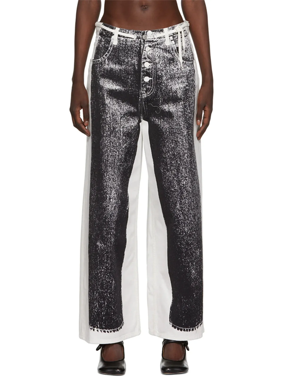 In Vogue Fashionable 3-Dimensional High Waisted Printed Jeans