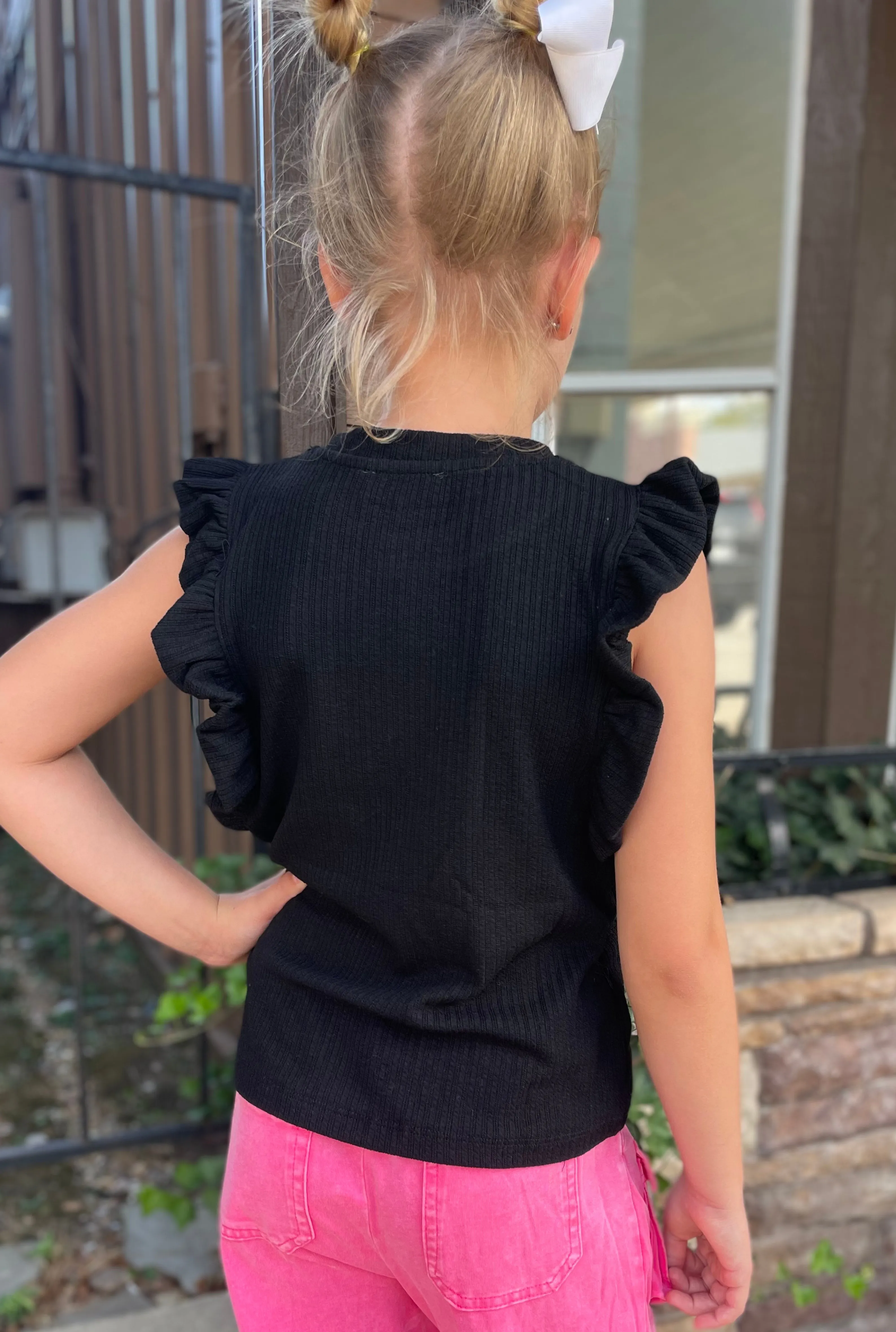 KIDS BLACK RUFFLE TOP