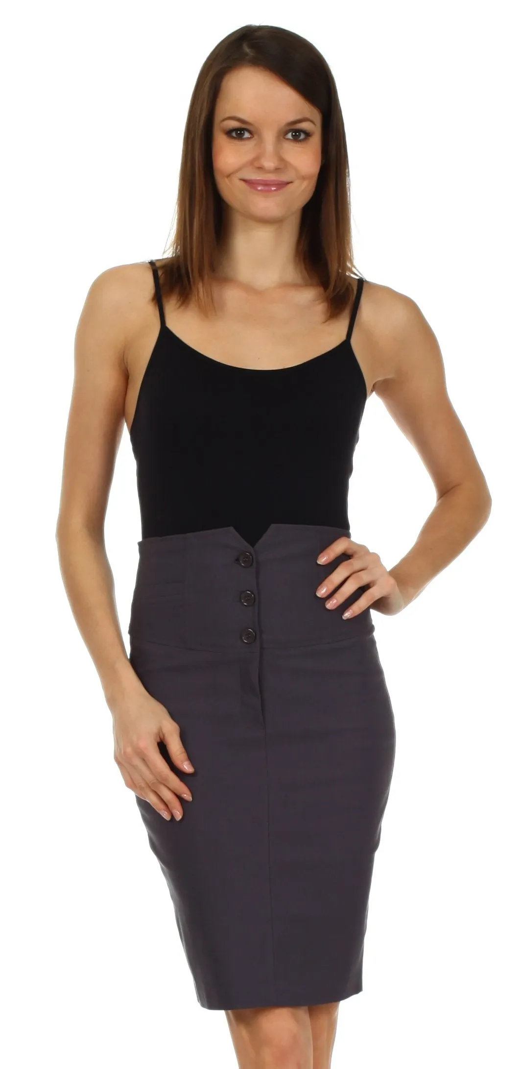 Knee Length High Waist Stretch Pencil Skirt