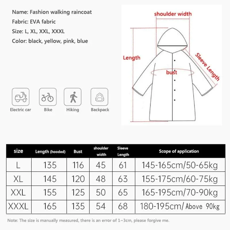 Long Hooded Raincoat for Hiking - Unisex Waterproof Outdoor Gear