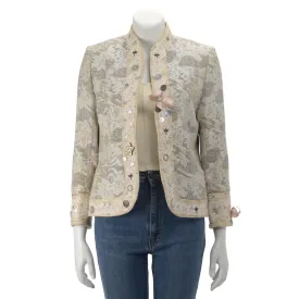 Matthew Williamson Cream Jacquard Edge to Edge Jacket UK 12