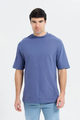 Men Blue Back Printed T-Shirt