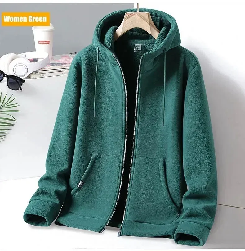 Men's Climbing Hiking Fishing Jackets Full Zip Polar Fleece Hoodie Soft Lightweight Outdoor Winter Military Coats Women Clothing