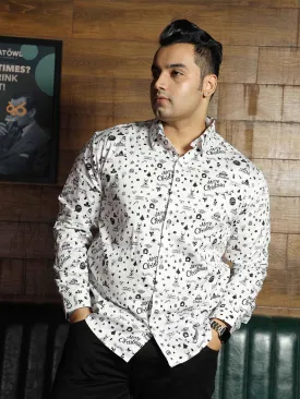 Merry Christmas Printed Cotton Full Shirt Men's Plus Size