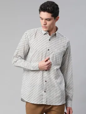 Millennial Men White  & Black Cotton  Full Sleeve  Shirt For Men-Mmf0288