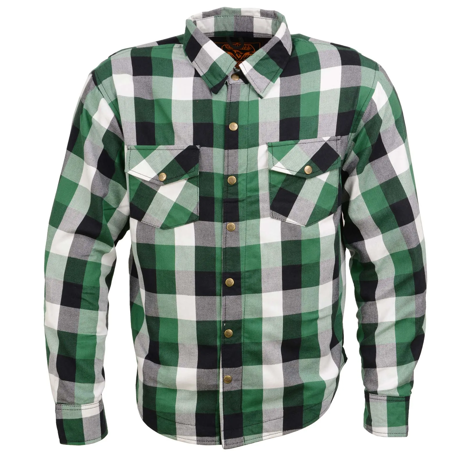 Milwaukee Leather MPM1651 Men's Plaid Flannel Biker Shirt with CE Approved Armor - Reinforced w/ Aramid Fiber