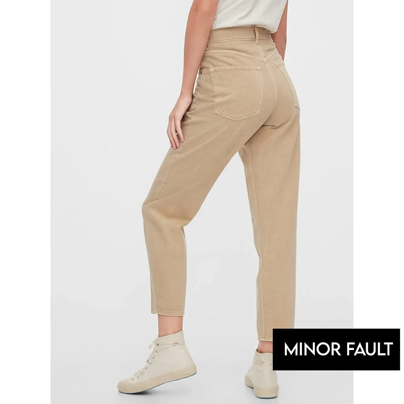 (Minor Fault) Beige Barrel Fit High Waist Jeans