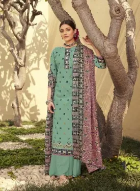 New Collection Women Green Unstitched Lawn Cotton Suits