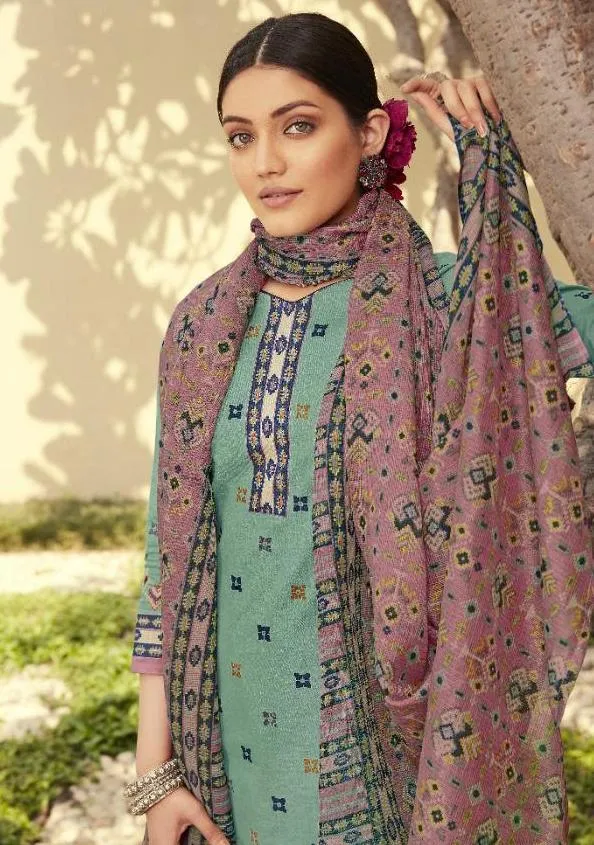 New Collection Women Green Unstitched Lawn Cotton Suits