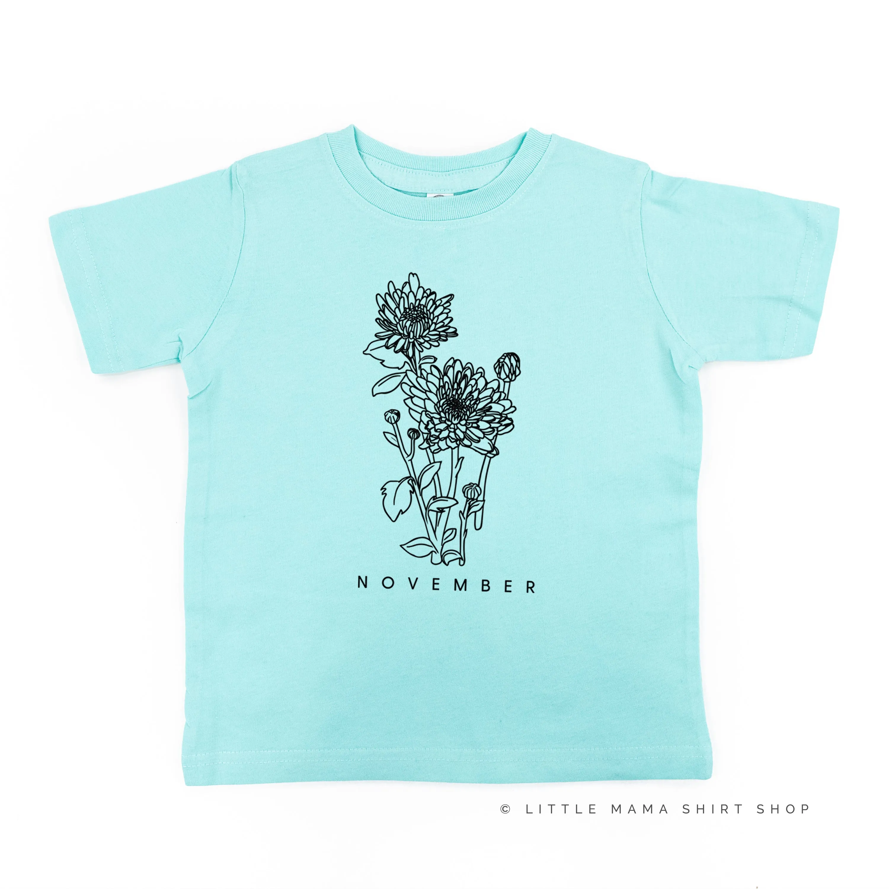 NOVEMBER BIRTH FLOWER - Chrysanthemum - Short Sleeve Child Shirt