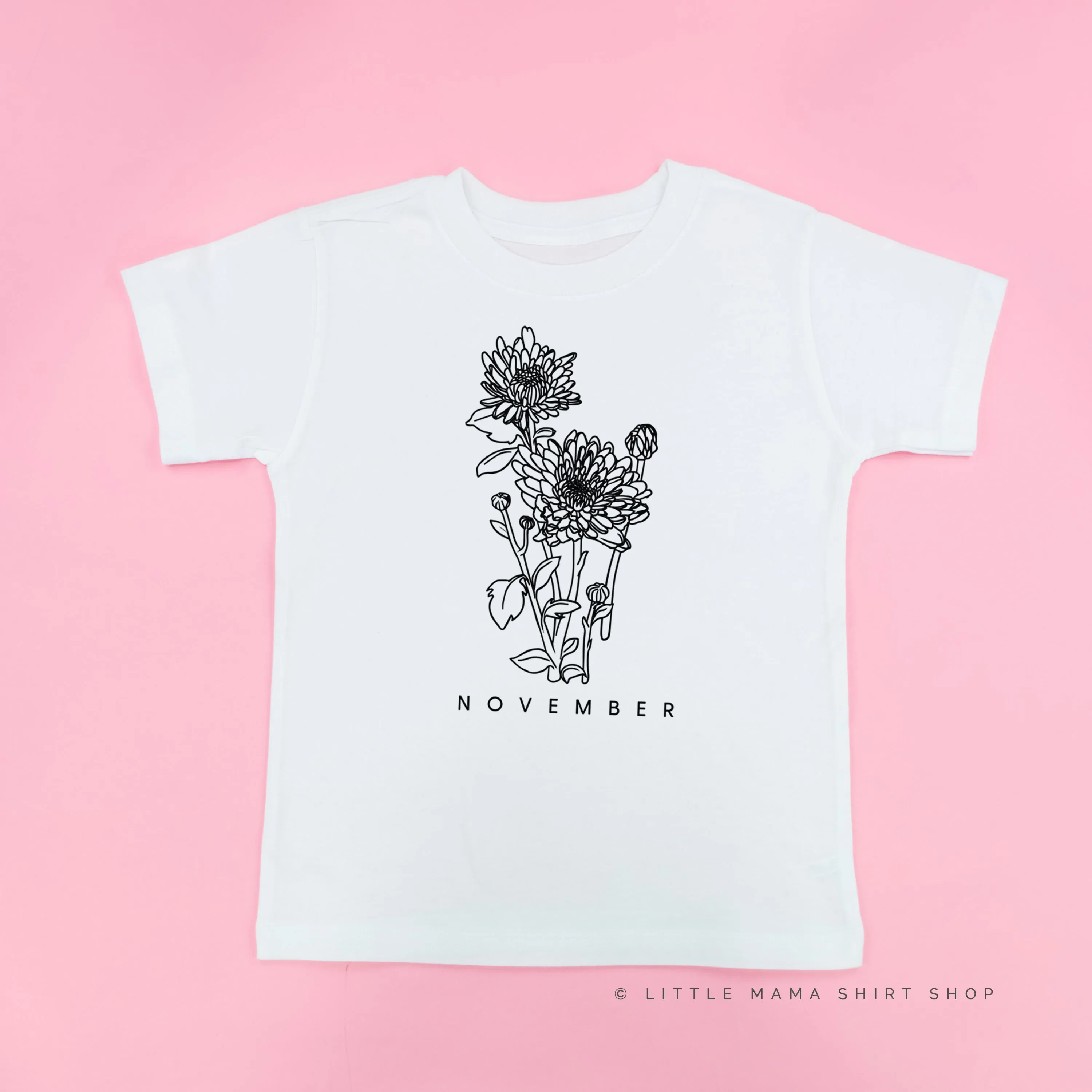 NOVEMBER BIRTH FLOWER - Chrysanthemum - Short Sleeve Child Shirt