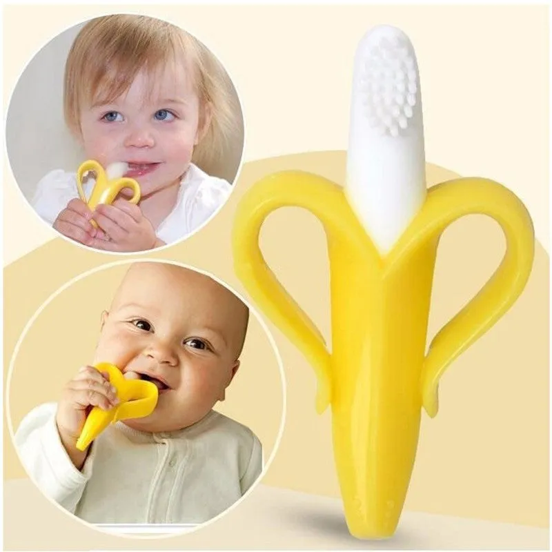 Pacifier Clip Baby Teethers Food Grade Silicone Safety Banana Toothbrush Teether Teething New Stick Chews Mordedor Baby Toy Care