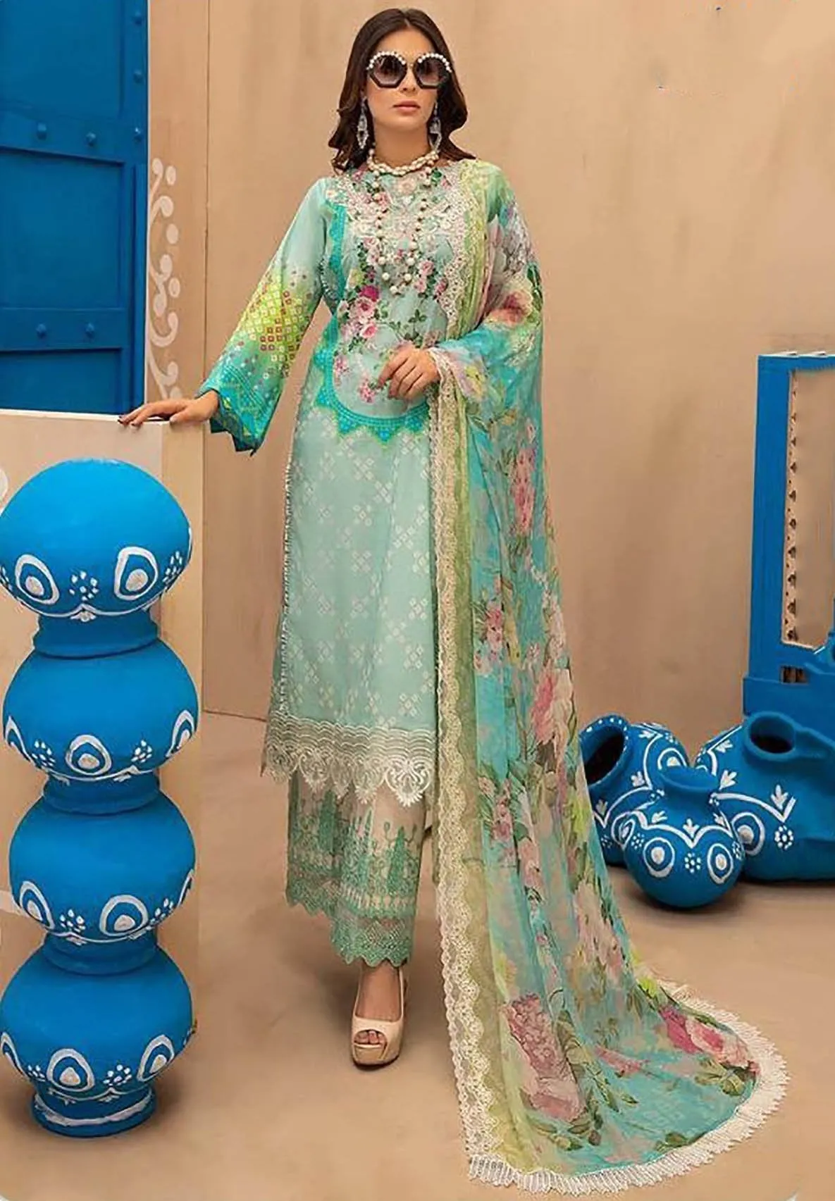 Pakistani Lawn Cotton Unstitched Suits Dress Material