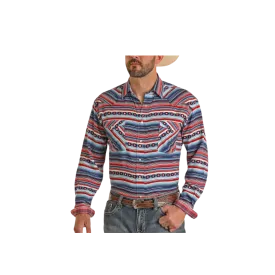 Panhandle Men's Roughstock Long Sleeve Button Down Burgundy Shirt