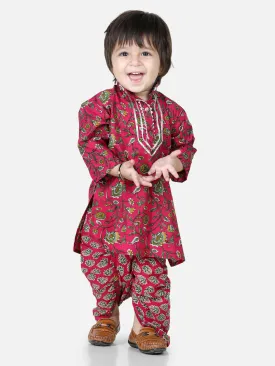 Pure Cotton Full Sleeve Dhoti Kurta for Boys- Pink