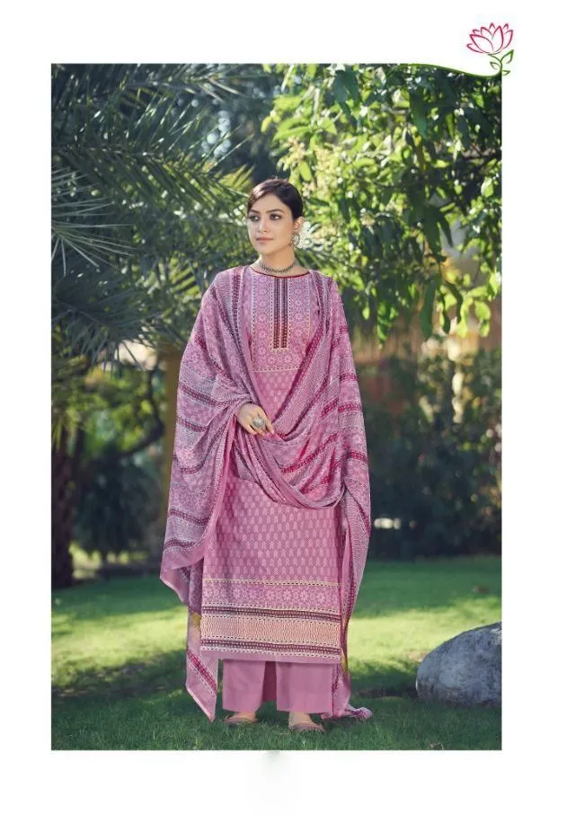 Pure lawn Unstitched Pink Suit with dupatta for women