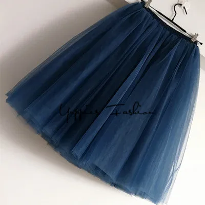 Quality 7 Layers 65cm Maxi Long Tulle Skirt Elegant Pleated Tutu Skirts Womens Vintage Lolita Petticoat faldas mujer Saias Jupe