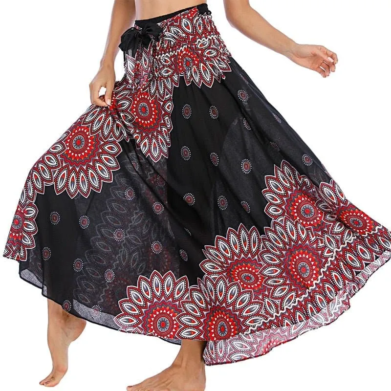 Rayon Beach Long Hippie Skirt