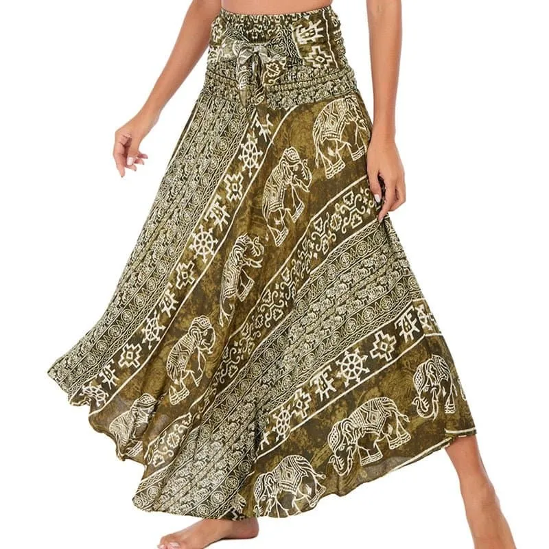 Rayon Beach Long Hippie Skirt