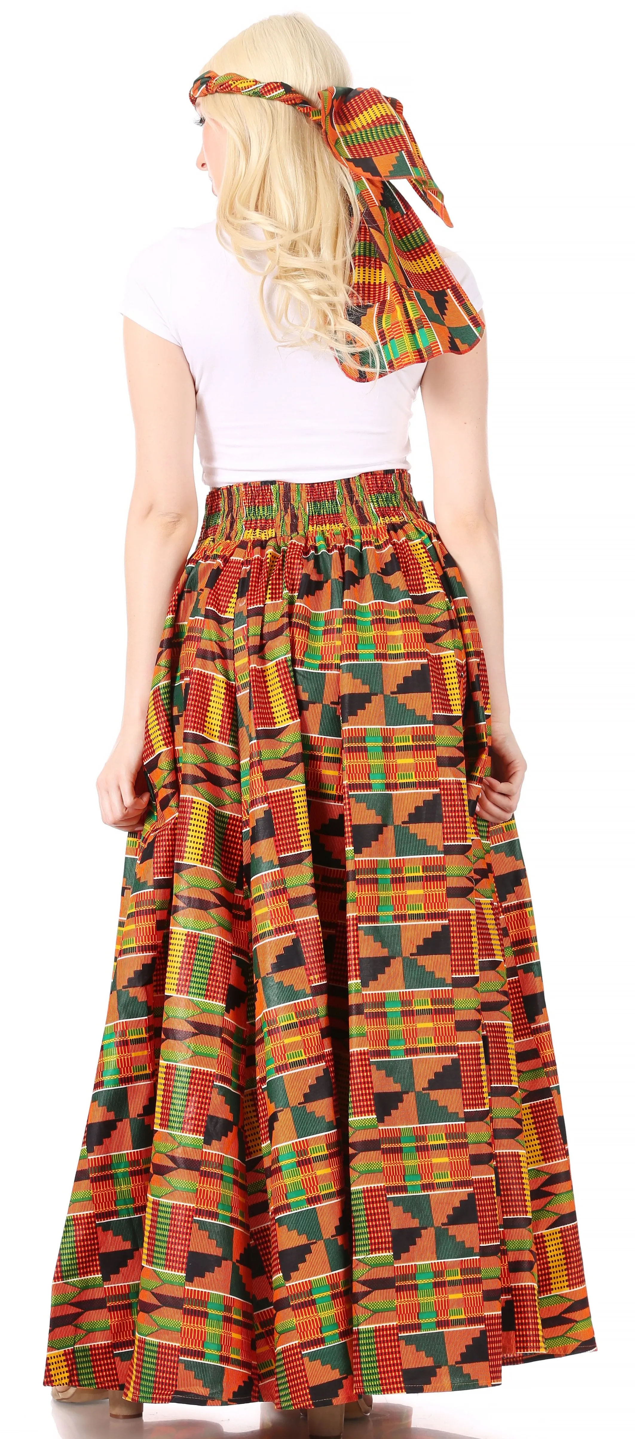 Sakkas Asma Convertible Traditional Wax Print Adjustable Strap Maxi Skirt | Dress