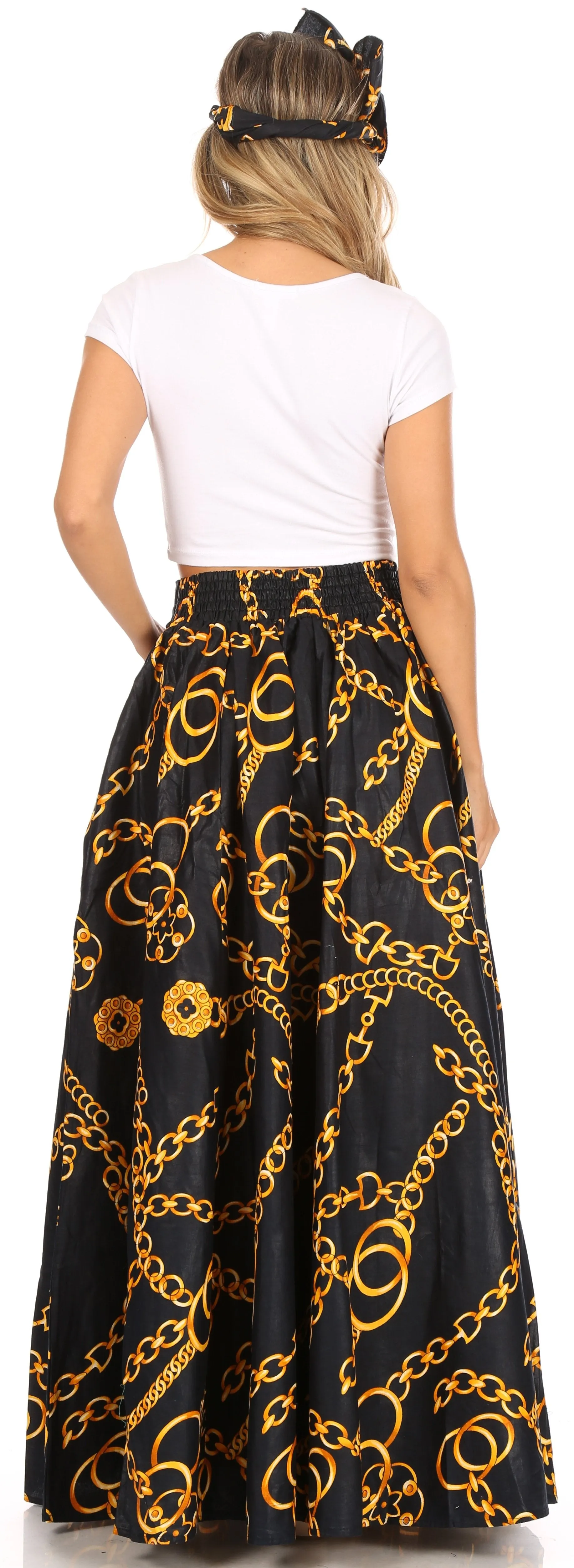 Sakkas Asma Convertible Traditional Wax Print Adjustable Strap Maxi Skirt | Dress