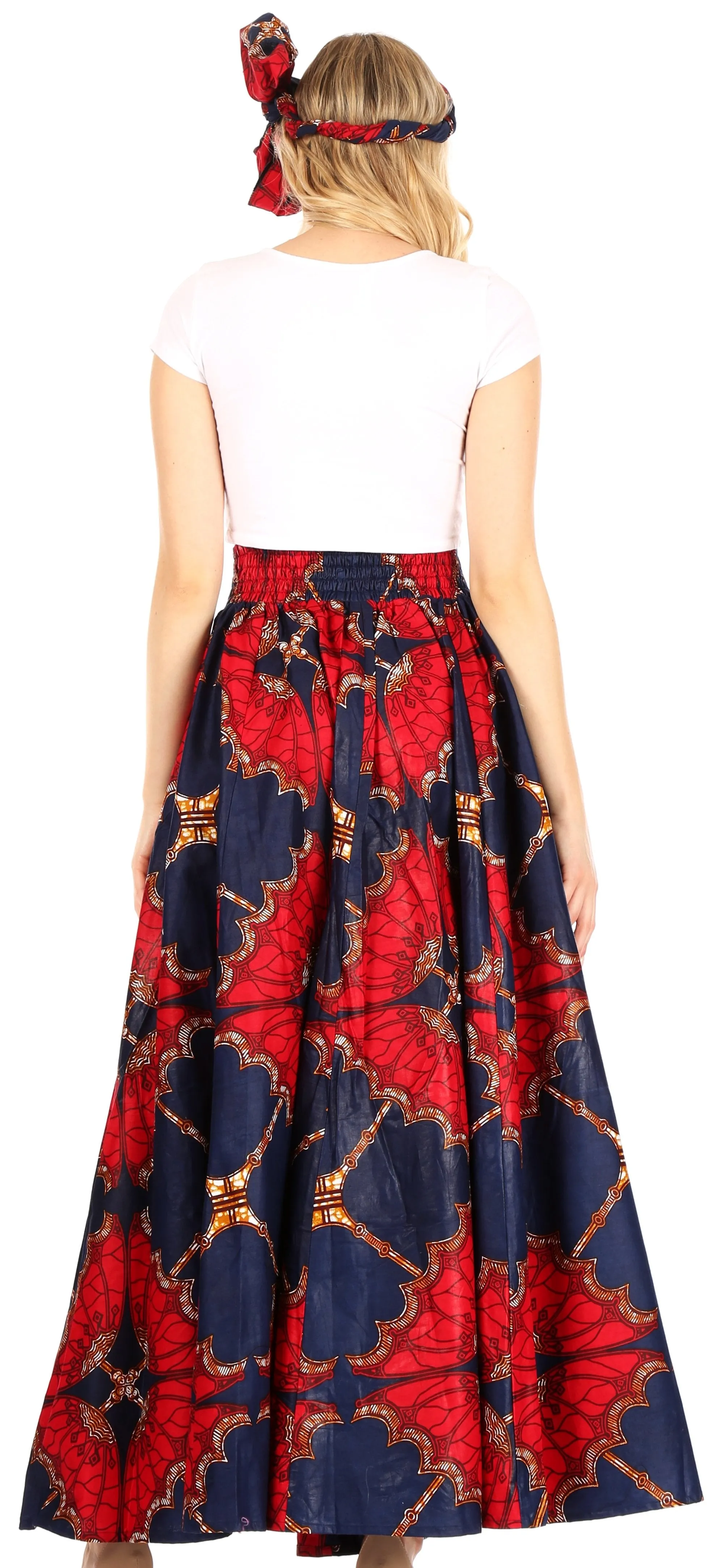 Sakkas Asma Convertible Traditional Wax Print Adjustable Strap Maxi Skirt | Dress