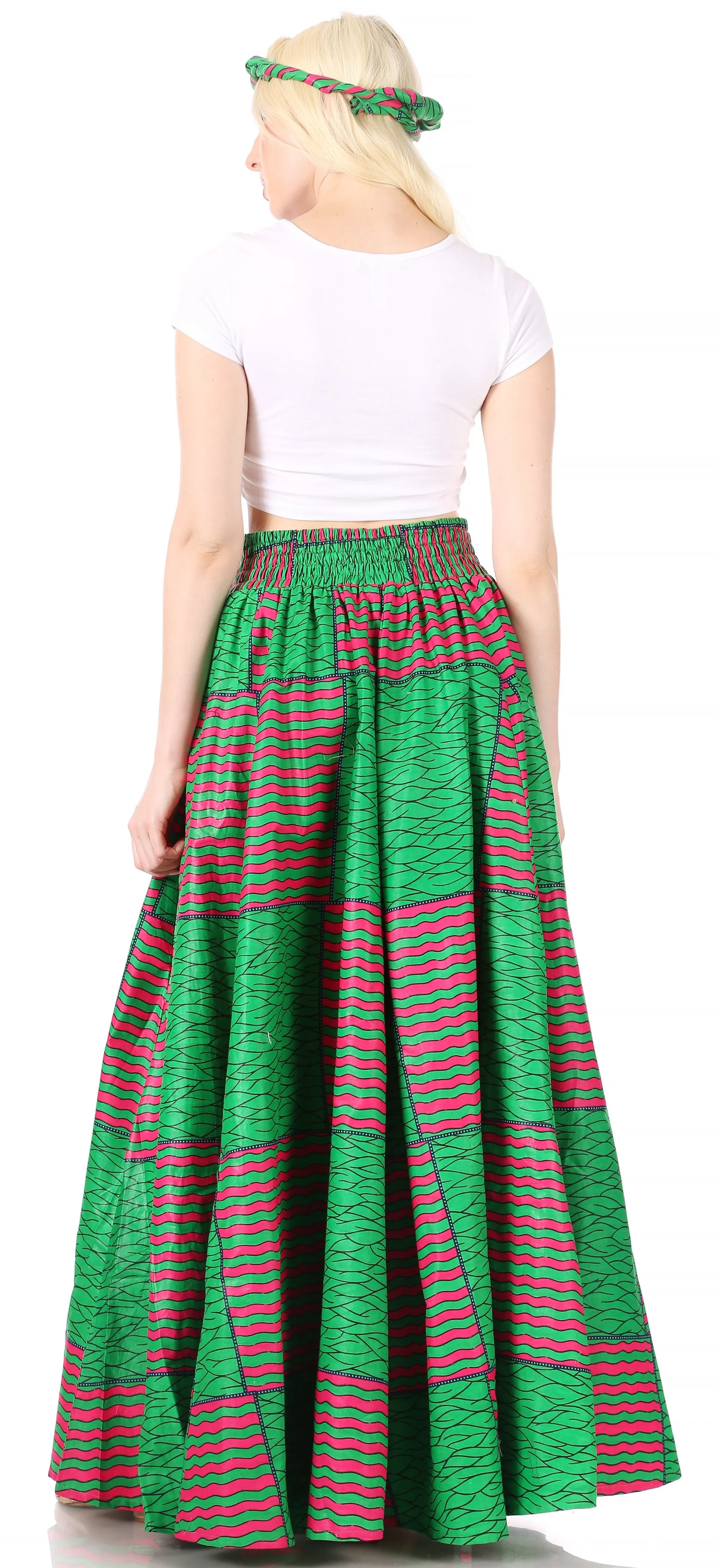 Sakkas Asma Convertible Traditional Wax Print Adjustable Strap Maxi Skirt | Dress