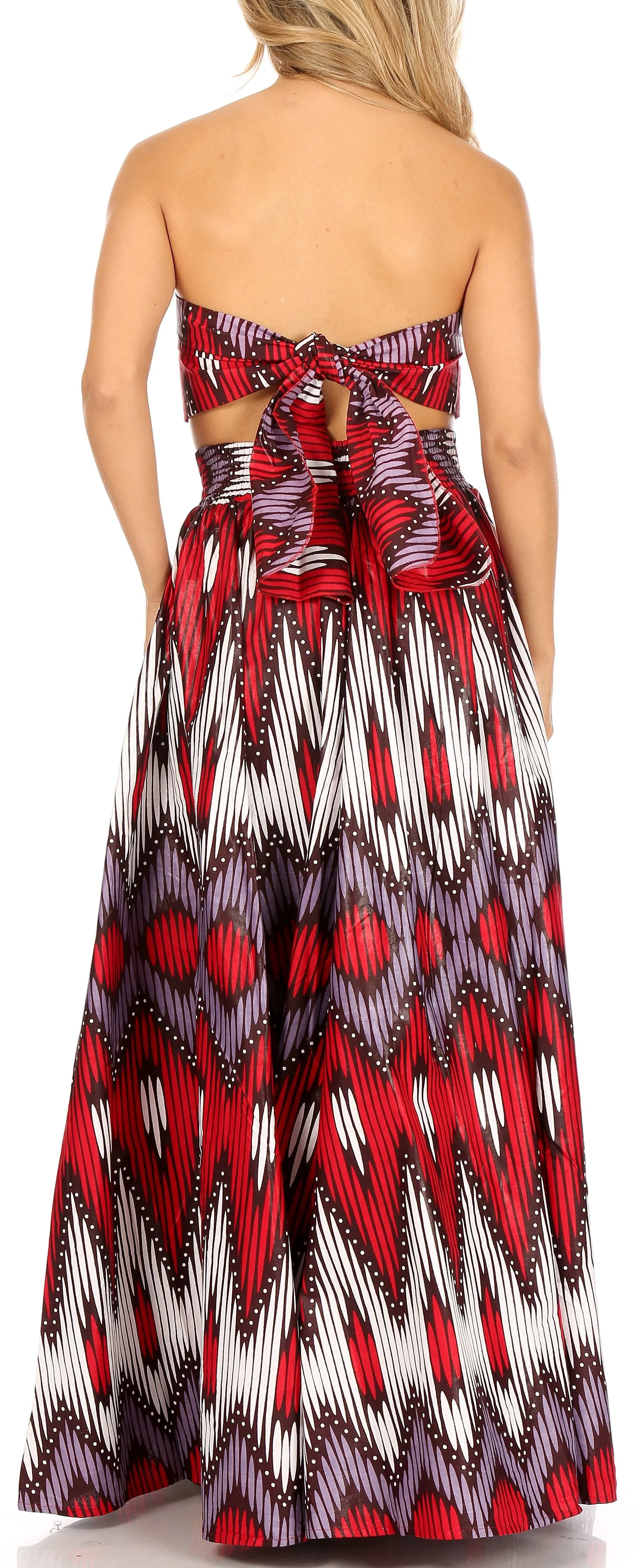 Sakkas Asma Convertible Traditional Wax Print Adjustable Strap Maxi Skirt | Dress