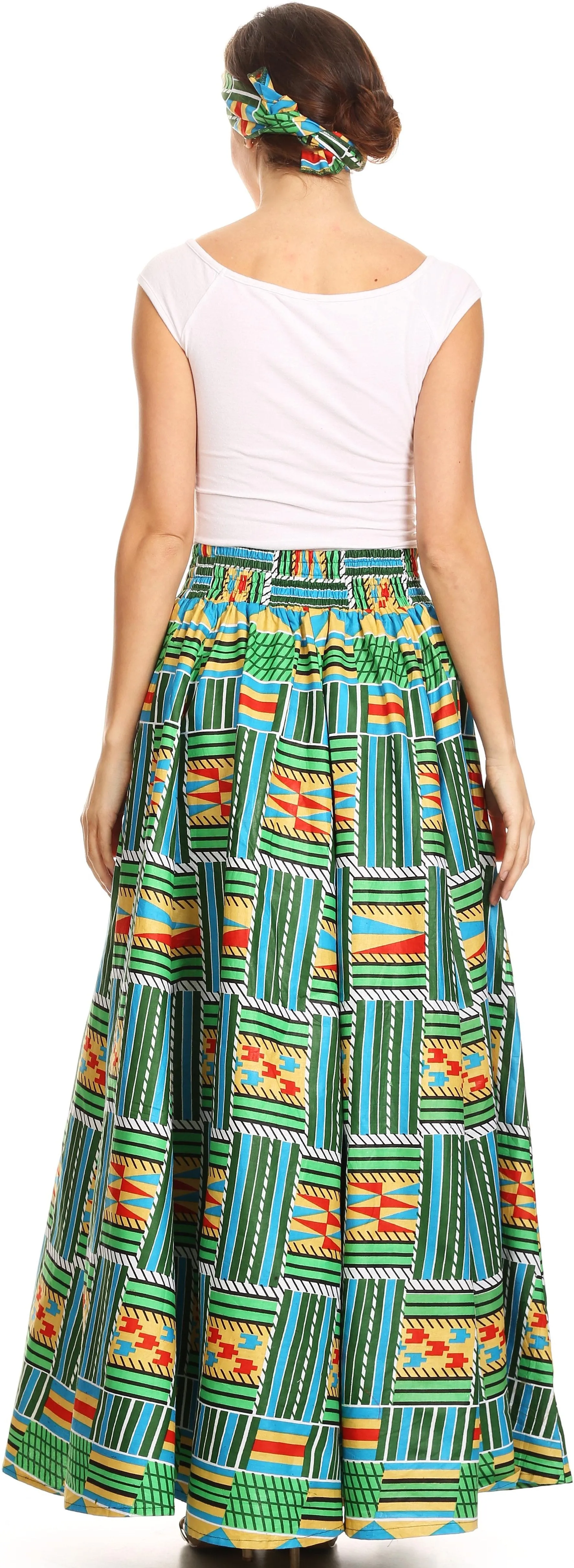 Sakkas Asma Convertible Traditional Wax Print Adjustable Strap Maxi Skirt | Dress